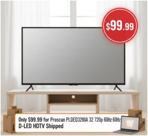 only 99 99 for proscan plded3280a 32 720p 60hz d led hdtv shipped