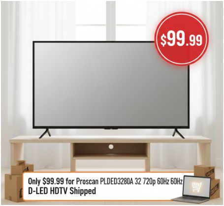 only 99 99 for proscan plded3280a 32 720p 60hz d led hdtv shipped