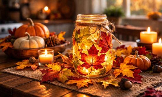 Dollar Store Fall Foliage Mason Jar Luminary A Budget DIY