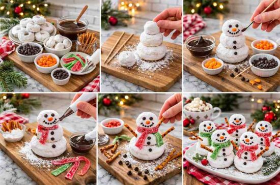 How To Mini Snowman Donuts Step By Step